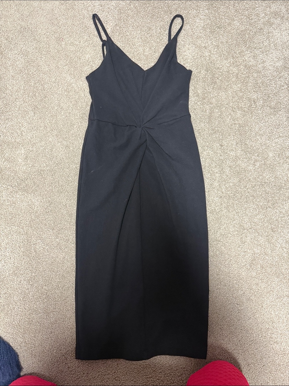 H&M Black Twist-Detail V-Neck Midi Dress